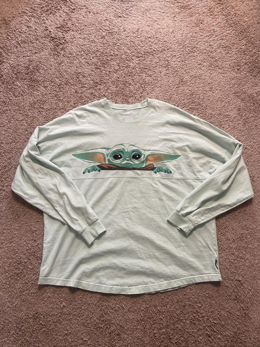Disney Star Wars Mandalorian Shirt Mens Large Green Grogu Spirit Jersey Tee